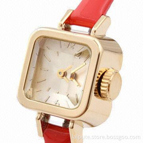 Fashionable Red Ladies' Wrist Gift Watch, Sized 23 x 33mm, Goodlooking Ladies Watches